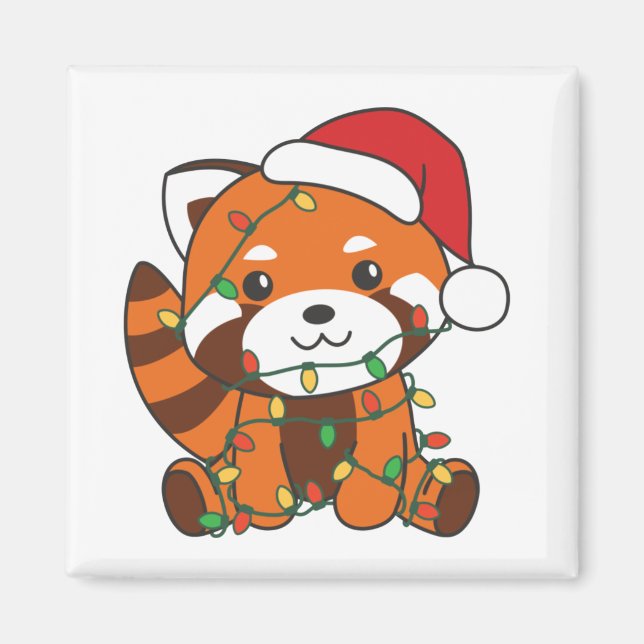 Imã Red Panda Natal Animais de inverno Red Pandas Magn (Frente)