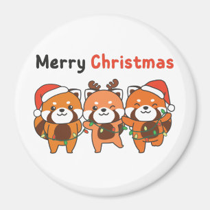 Imã Red Panda Natal Pandas Vermelhas Feliz Natal Mag