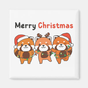 Imã Red Panda Natal Pandas Vermelhas Feliz Natal Mag