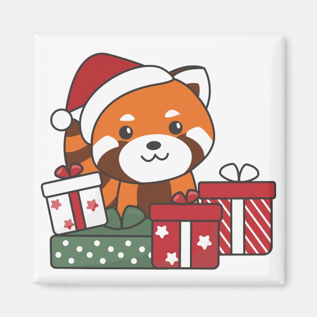 Imã Red Panda Natal Presente Inverno Vermelho Pandas M (Frente)