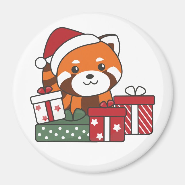 Imã Red Panda Natal Presente Inverno Vermelho Pandas M (Frente)