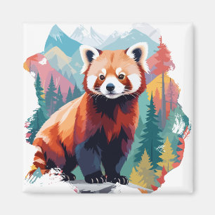 Imã Red Panda Vetor Art Animal Na Natureza Majestosa