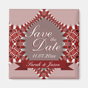 Imã Red Pink the Date Wedding Magnet