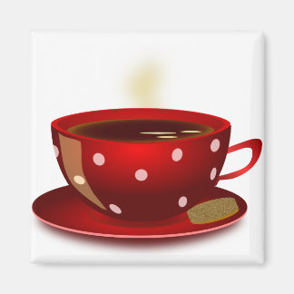 Imã Red Polka Dot Coffee Cup Magnet