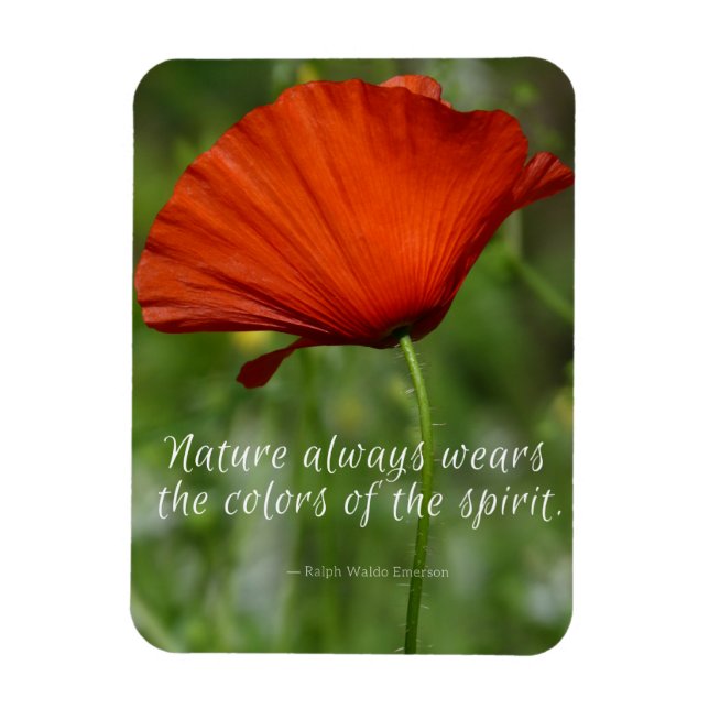 Ímã Red Poppy Emerson Nature Quote Magnet (Vertical)