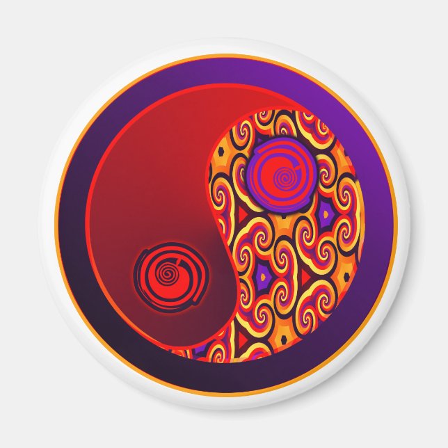 Imã Red & Purple Swirls Yin Yang (Frente)