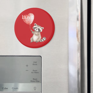 Imã Red Raccoon com um Amor de Balão