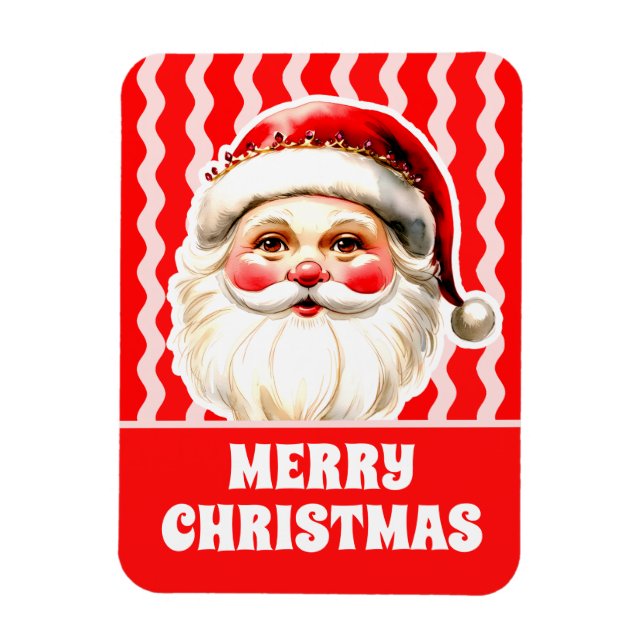 Ímã Red Retro Santa Claus Ric Natal (Vertical)