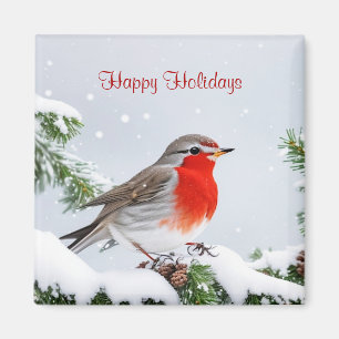 Imã Red Robin Holiday Magnet