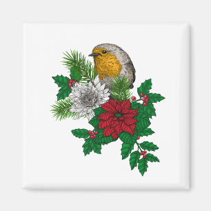 Imã Red robin sobre decoração de Natal
