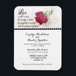 Ímã Red Rose & Pearls Wedding<br><div class="desc">This design features one red rose with a beautiful string of pearls,  and a quote about love,  to give your wedding an elegant vibe.</div>
