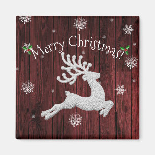 Imã Red Rustic Christmas Reindeer Magnet