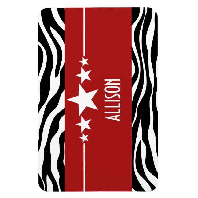 Ímã Red Sassy Star Zebra Premium Magnet (Vertical)