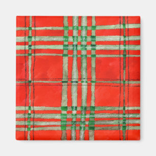 Imã RED SCOTT TARTAN Square Magnet