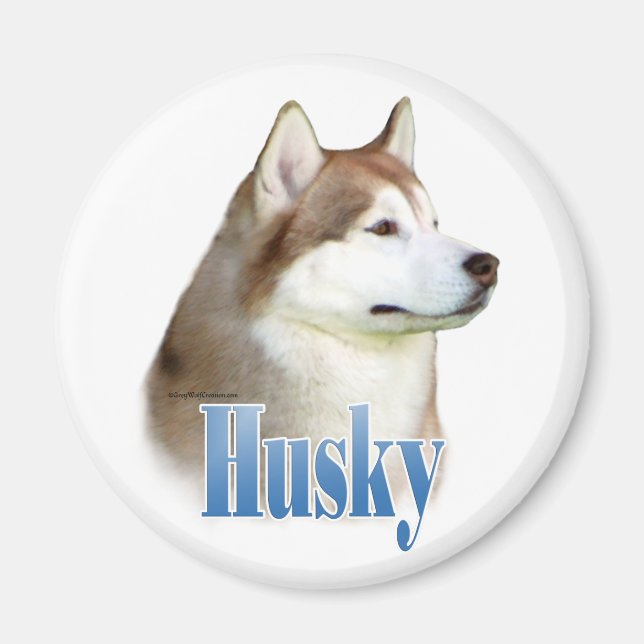 Imã Red Siberian Husky Name - Magnet (Frente)