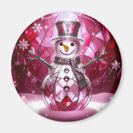 Imã Red Snowman Snowflakes Holiday Magnet