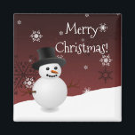 Imã Red Snowman Winter Scenery Christmas Magnet<br><div class="desc">Adicione um toque festivo à sua cozinha nesta temporada de festas com um magneta de Natal Red Snowman Red Scenery. O design do ímã apresenta um boneco de neve feliz em uma cena de vento de neve contra um fundo vermelho adornado com flocos de neve de cor correspondente. Itens adicionais...</div>