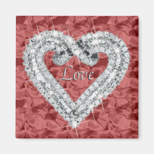 Imã Red Square Love Diamond Heart Magnet