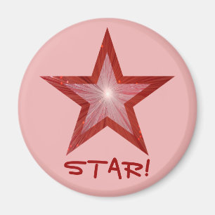 Imã Red Star Fridge 'STAR' íman redondo rosa