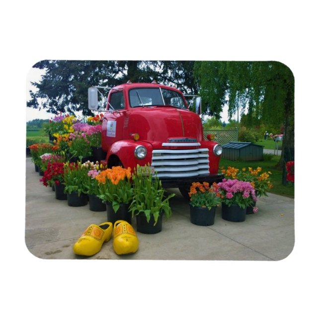 Ímã Red Truck com Tulips, Oregon (Horizontal)