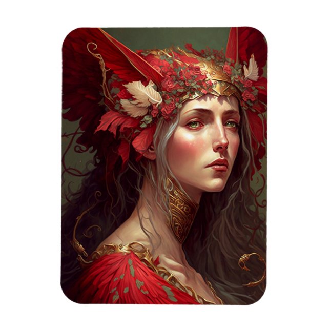 Ímã Red Valkyrie Mulher Fantasy Art (Vertical)