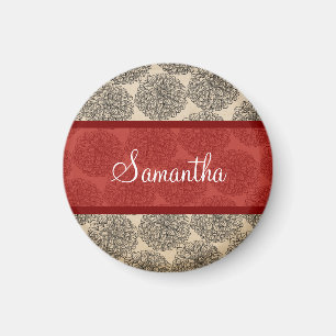 Imã Red Vintage Zinnia Magnet