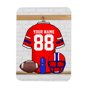 Ímã Red White Blue Football Jersey personalizado