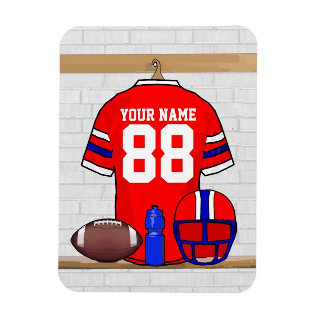 Ímã Red White Blue Jersey Personalizado (Vertical)