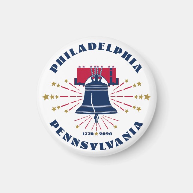Imã Red White Blue Liberty Bell Philadelphia Magnet (Frente)