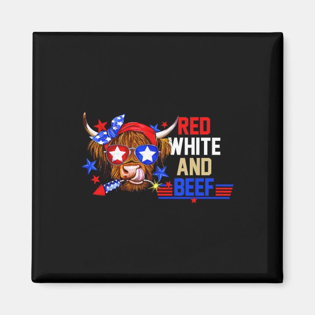 Imã Red White E Beef 4 De Julho Gado American Fla (Frente)