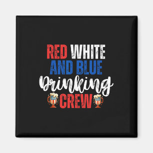 Imã Red White E Blue Bebendo Crew Party Beer Americano