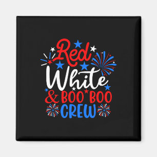 Imã Red White E Boo Boo Crew Enfermeiro 4 De Julho