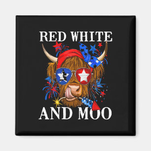 Imã Red White E Moo Patriótica Vaca Usa Bandeira Funny