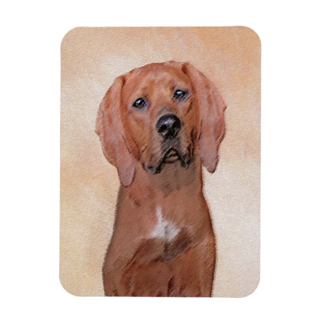 Ímã Redbone Coonhound Painting - Arte De Cachorro Orig (Vertical)