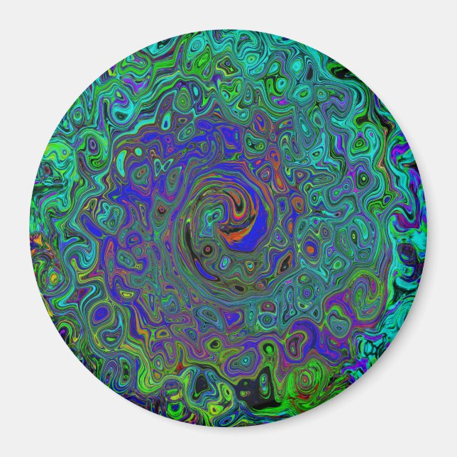 Imã Redemoinho Abstrato Azul e Água-Marinha em estilo  (Frente)
