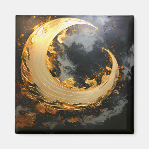 Imã Redemoinho Abstrato Moderno Ouro Preto Lua