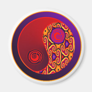 Imã Redemoinhos Yin Yang do vermelho & do roxo