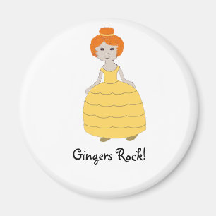 Imã Redhead Girl in Yellow Dress"Gingers Rock!" Magnet