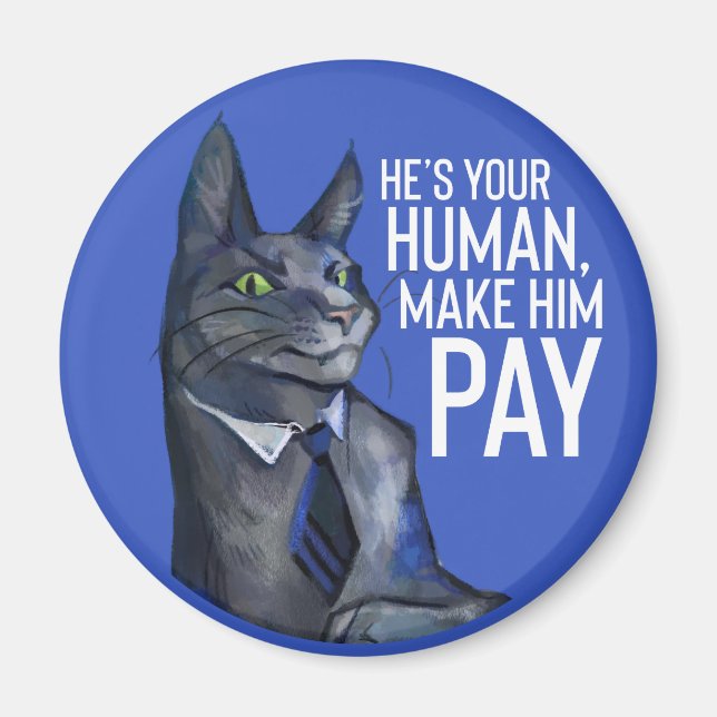 Imã Redondo de Meow Meow Puffytail Magnet (Frente)