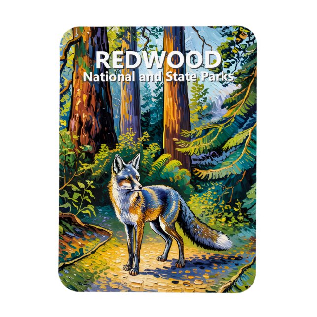 Ímã Redwood National Park Van Gogh Forest Fox Custom (Vertical)