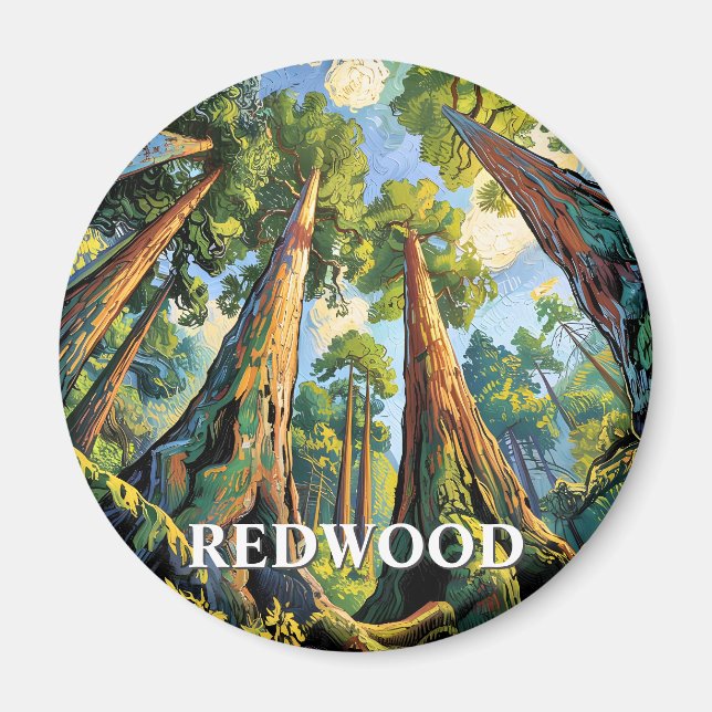Imã Redwoods National Park California Forest Painting (Frente)