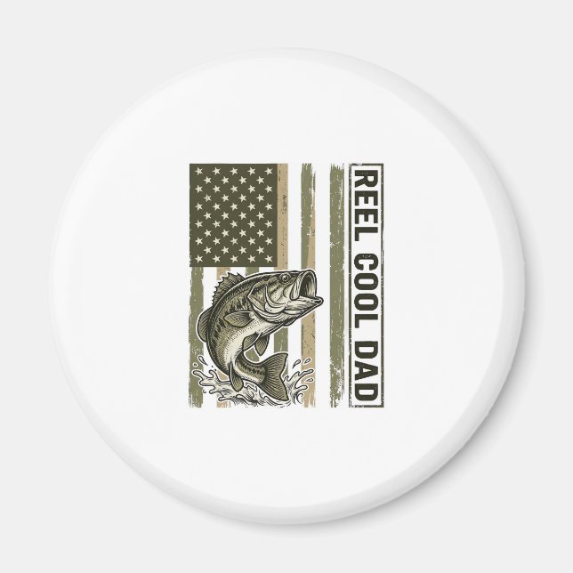 Imã Reel Cool Dad Bass Fishing Flag Vector Design_1 (Frente)