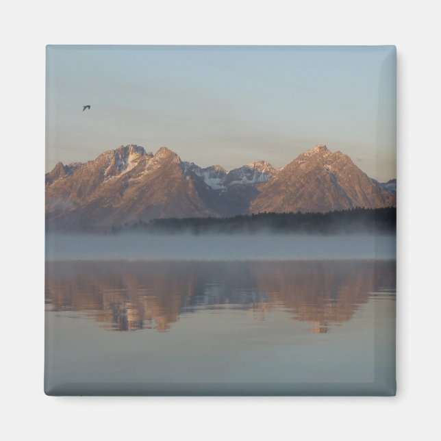 Imã Reflexão sobre Jackson Lake Dam em Grand Teton Par (Frente)