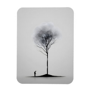 Ímã Reflexão Solitária Mínima Preto e Branco