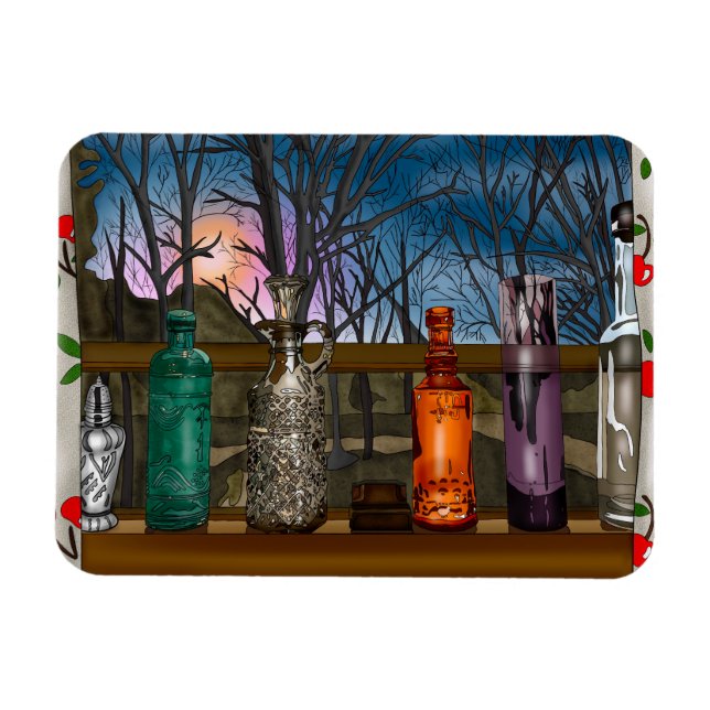 Ímã Reflexão | Vaso de vidro colorido na ladeira (Horizontal)