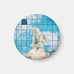 Imã Reflexivo Azul Espiritual Anjo Obra Conceitual