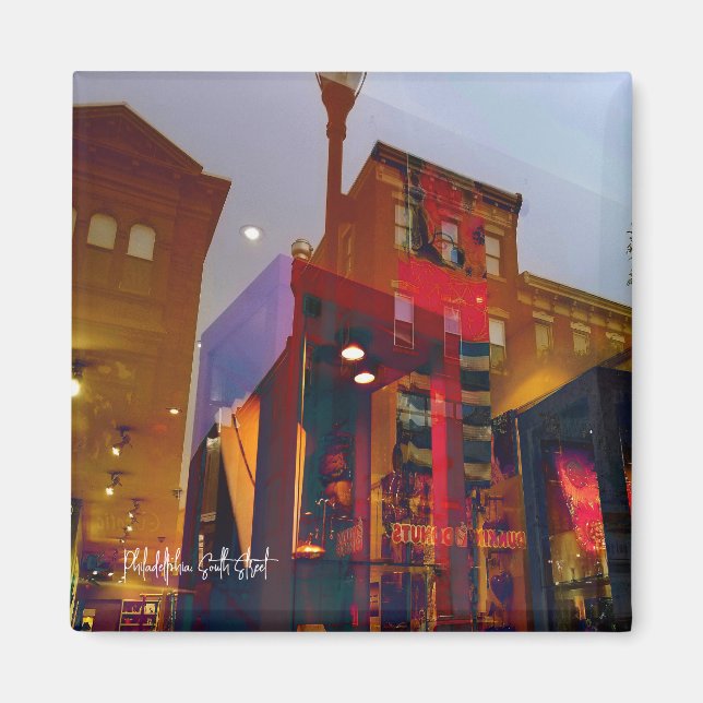 Imã Reflexões vermelhos nas ruas de Filadélfia (Frente)