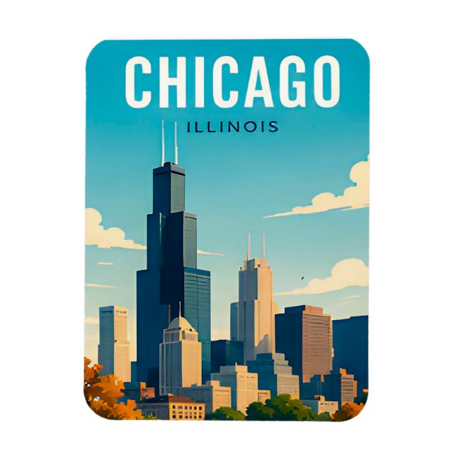 Ímã Reflexos do Horizonte de Chicago (Vertical)