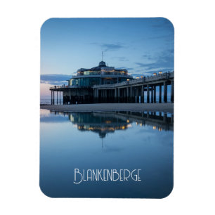 Ímã Reflexos do Pier de Blankenberge na Hora Azul
