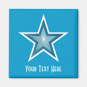 Imã Refrigerador da estrela azul do "azul quadrado do